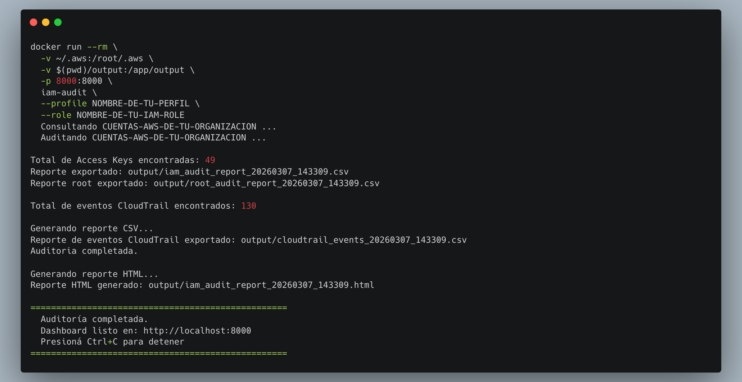 De un comando en terminal a un dashboard en el browser